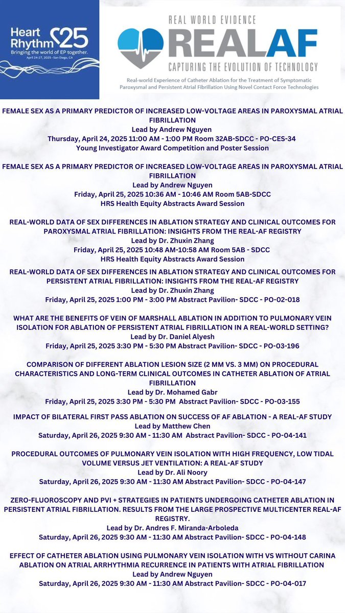 Heart Rhythm Clinical Research Solutions (@hrcrs_ep) on Twitter photo Looking forward to seeing collaborators at #HRS2025 next week! If you are in attendance, please stop by one of our #REALAF abstract presentations. <a href="/josoriomd/">Jose Osorio</a> <a href="/Mdmetzl/">Mark Metzl</a> <a href="/SaumilOzaMD/">Saumil Oza</a> <a href="/AnilRajendra1/">Anil Rajendra</a> <a href="/paulzei/">Paul Zei</a> <a href="/bdsouz01/">Ben Dsouza</a> @drmattsackett <a href="/DanielAlyeshmer/">Daniel Alyesh</a> <a href="/andres_miranda4/">Andres F. Miranda-Arboleda</a> <a href="/MGabrMD/">Mohamed Essam Gabr</a> Looking forward to seeing collaborators at #HRS2025 next week! If you are in attendance, please stop by one of our #REALAF abstract presentations. <a href="/josoriomd/">Jose Osorio</a> <a href="/Mdmetzl/">Mark Metzl</a> <a href="/SaumilOzaMD/">Saumil Oza</a> <a href="/AnilRajendra1/">Anil Rajendra</a> <a href="/paulzei/">Paul Zei</a> <a href="/bdsouz01/">Ben Dsouza</a> @drmattsackett <a href="/DanielAlyeshmer/">Daniel Alyesh</a> <a href="/andres_miranda4/">Andres F. Miranda-Arboleda</a> <a href="/MGabrMD/">Mohamed Essam Gabr</a>