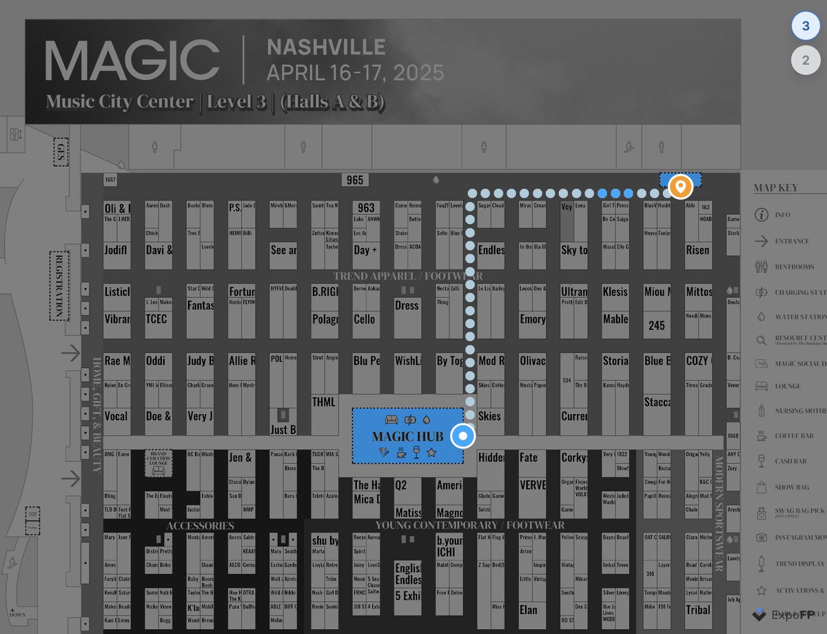 🚀 MAGIC Show kicks off today!
📍 April 16–17 | Music City Center, Nashville
We’re proud to support this vibrant event with a colorful 2-level floor plan + interactive Wayfinding!
👉 magicnashvilleapril2025.expofp.com

#MagicShow2025 #ExpoFP #EventTech #FashionEvents #NashvilleEvents
