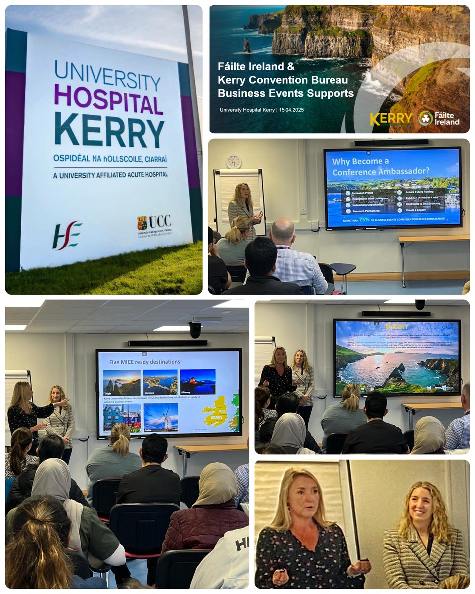 Kerry Convention Bureau (@kcbkerry) on Twitter photo Thanks to <a href="/hospital_kerry/">University Hospital Kerry</a> for opportunity to visit with <a href="/Failte_Ireland/">Fáilte Ireland</a> to present at 'Grand Rounds' on what it means to be a #ConferenceAmbassador 🙏
Thrilled to share details on supports available from <a href="/KCBKerry/">Kerry Convention Bureau</a> & shine spotlight on #Kerry's #BusinessEvents infrastructure ☘️ Thanks to <a href="/hospital_kerry/">University Hospital Kerry</a> for opportunity to visit with <a href="/Failte_Ireland/">Fáilte Ireland</a> to present at 'Grand Rounds' on what it means to be a #ConferenceAmbassador 🙏
Thrilled to share details on supports available from <a href="/KCBKerry/">Kerry Convention Bureau</a> & shine spotlight on #Kerry's #BusinessEvents infrastructure ☘️