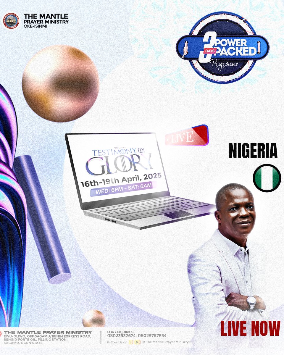 Themantle2012's tweet photo. Join the first session online via FACEBOOK- isaac akinola olaomo
#prophetisaacolaomo #pio #themantleprayerministry #okeisinmi https://t.co/fG27Hnkfll