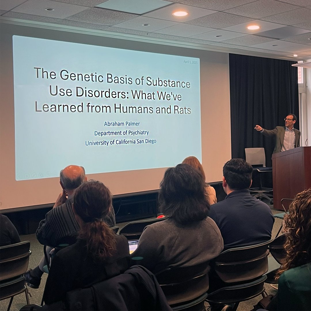 DrDanielleDick's tweet image. Today we welcomed Dr. Abraham Palmer to Rutgers for a fascinating talk on the genetics of addiction 🧠🧬🐀. From rat models to 23andMe data, his work offers powerful insights into what drives vulnerability—and resilience—to substance use disorders.#GWAS #AddictionScience