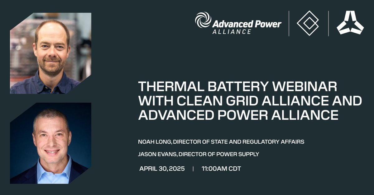 Antora Energy (@antoraenergy) on Twitter photo Antora is teaming up with <a href="/CGA_Midwest/">Clean Grid Alliance</a> & <a href="/APowerAlliance/">Advanced Power Alliance ⚡️</a> for a webinar on thermal energy storage on April 30 at 9am PT.
Join Antora’s Noah Long & Jason Evans to explore how thermal batteries cut emissions, lower grid costs & reduce curtailment.
Register: bit.ly/42vXKpq Antora is teaming up with <a href="/CGA_Midwest/">Clean Grid Alliance</a> & <a href="/APowerAlliance/">Advanced Power Alliance ⚡️</a> for a webinar on thermal energy storage on April 30 at 9am PT.
Join Antora’s Noah Long & Jason Evans to explore how thermal batteries cut emissions, lower grid costs & reduce curtailment.
Register: bit.ly/42vXKpq