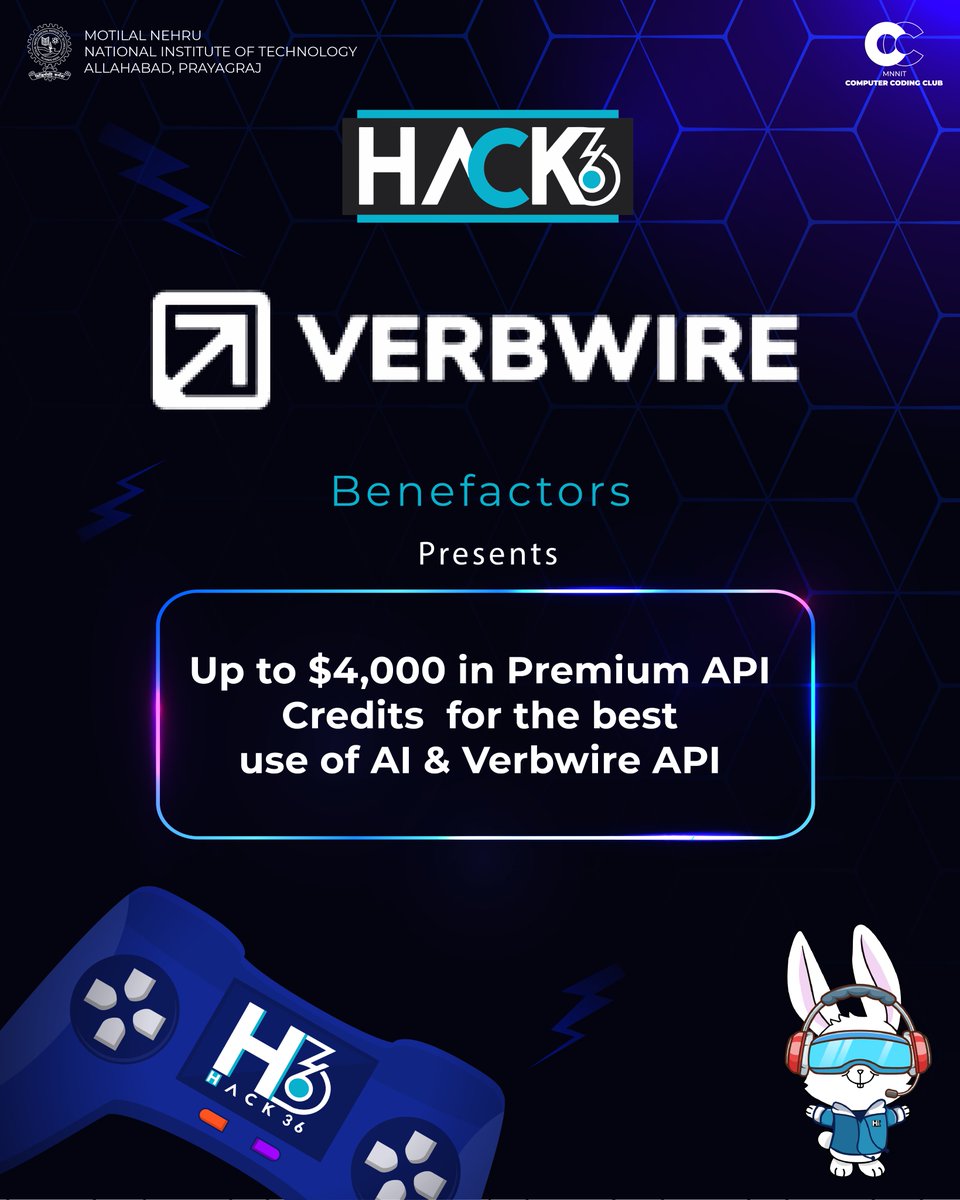 hack36mnnit's tweet image. Hey Hackers!
We’re thrilled to announce that our Benefactors @verbwire are offering 🤖 Up to $4,000 in API Credits for Best AI Use!
Stay tuned for more exciting updates!
#UnchainTheHacks
#Hack36
#MNNIT
#Hackathon_MNNIT
#Hackathon