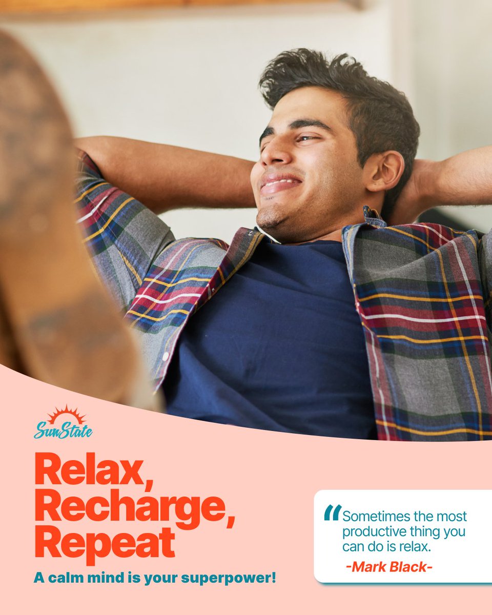 Sometimes the best thing you can do is nothing at all. 🧘‍♂️
Take a deep breath, unwind, and give yourself the gift of calm today.
Because a relaxed mind is your real superpower. 💪
#RelaxAndRecharge #SelfCareDaily #MindfulMoments #SunStateVibes