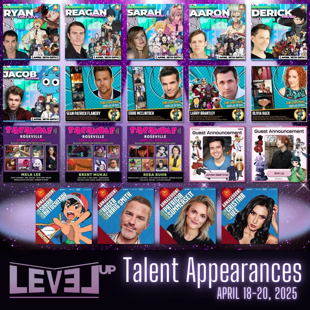 🌟 Level Up Entertainment is coast to coast—and across the globe—this weekend! 🌍✨
From California to New Zealand, our incredible clients will be lighting up the convention scene from April 18–20.