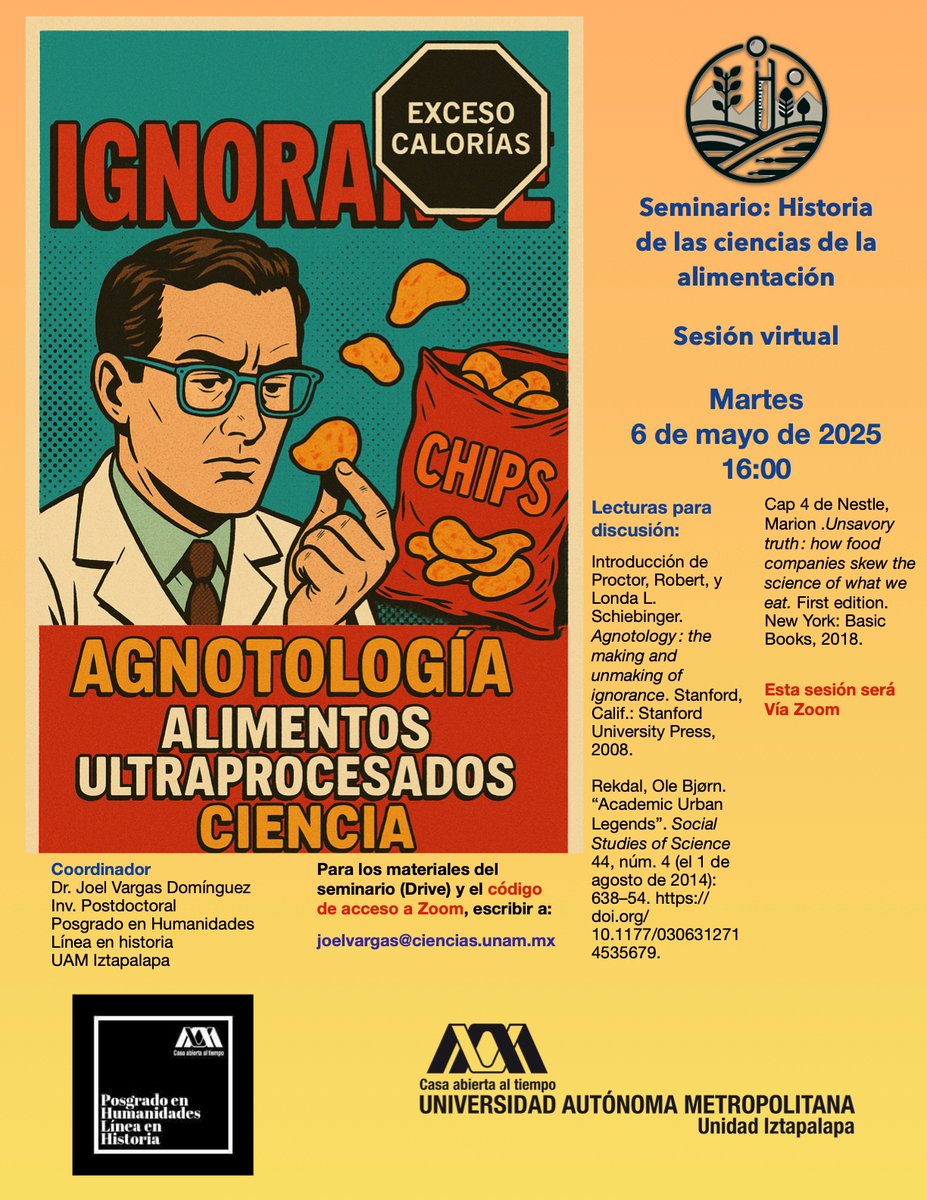 SI usted quiere saber por qué es una mala idea que las empresas de alimentos participen en los programas educativos, no falte a la siguiente sesión del Seminario de Historia de las ciencias de la alimentación.