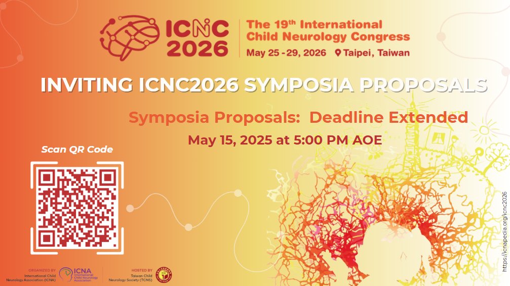 ICNA’s 19th International Child Neurology Congress – Call for Symposia Proposals
New Deadline: May 15, 2025 Submit Now: icnapedia.org/abstracts-icnc… Scan the QR Code to Register
#ICNC2026 #ICNA #ChildNeurology #Symposia #PediatricNeurology #CallForProposals #ICNAPedia