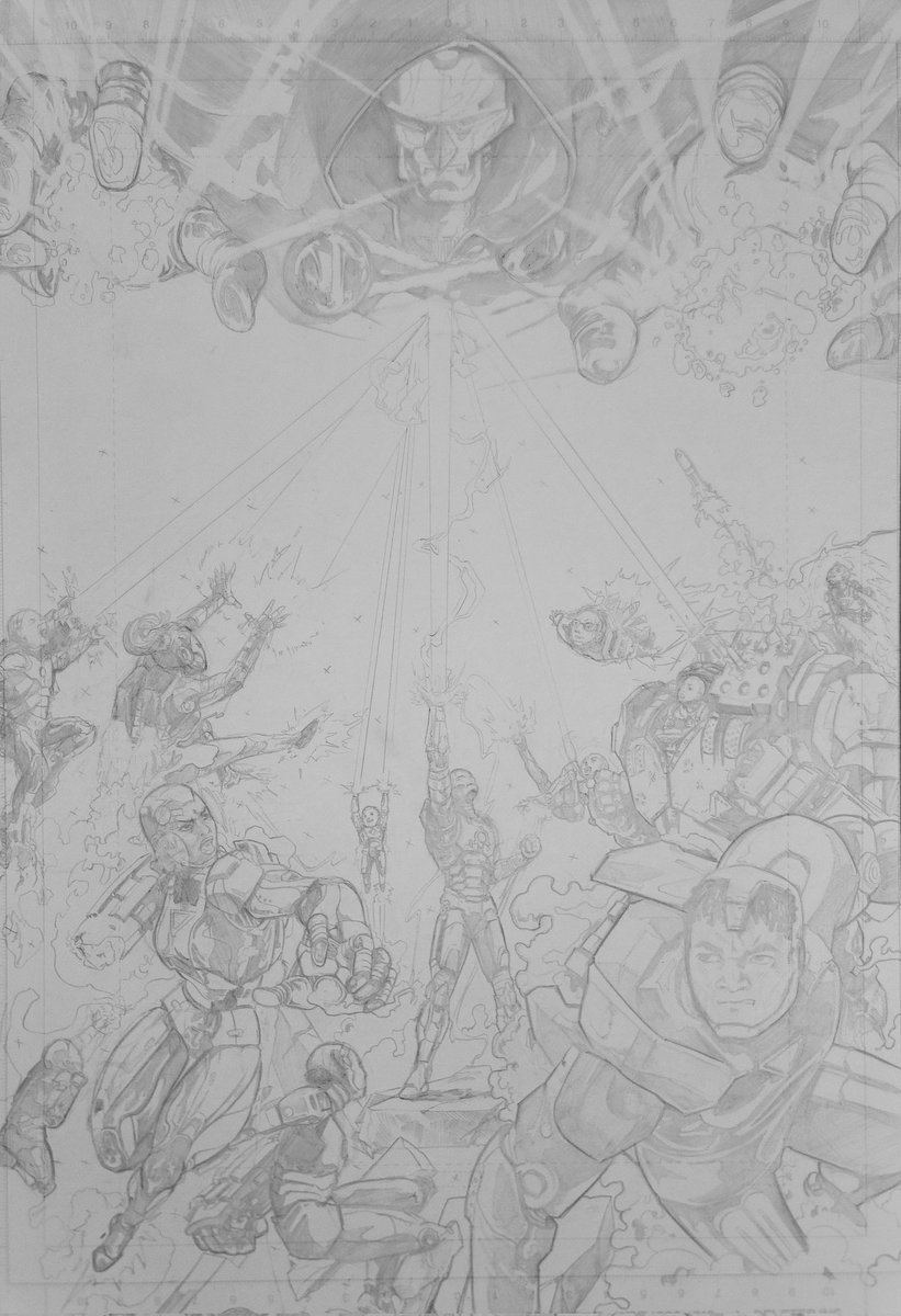 About to ink this #DrDoom versus Iron Kids and Iron Man.