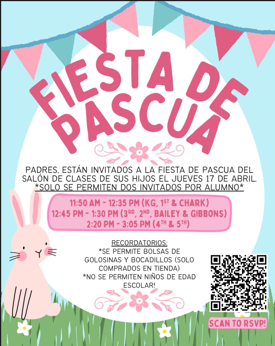 Reminder! We will have our Easter/Spring Parties tomorrow, Thursday, April 17, 2025. Make sure you have pre-registered so you can easily be checked in! Hop on by! 🐰🐣
#teammcmullan #1team1mission