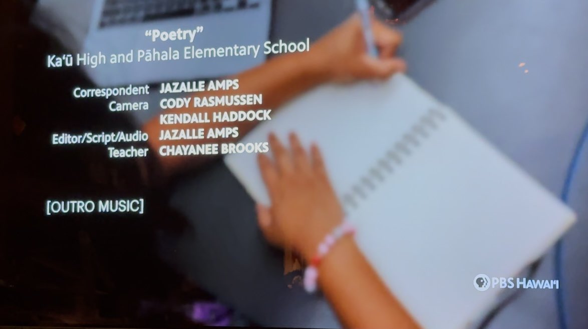 So incredibly proud of my student, Jazalle for sharing her love of poetry in this episode of HIKI NŌ on PBS Hawaiʻi 🎉