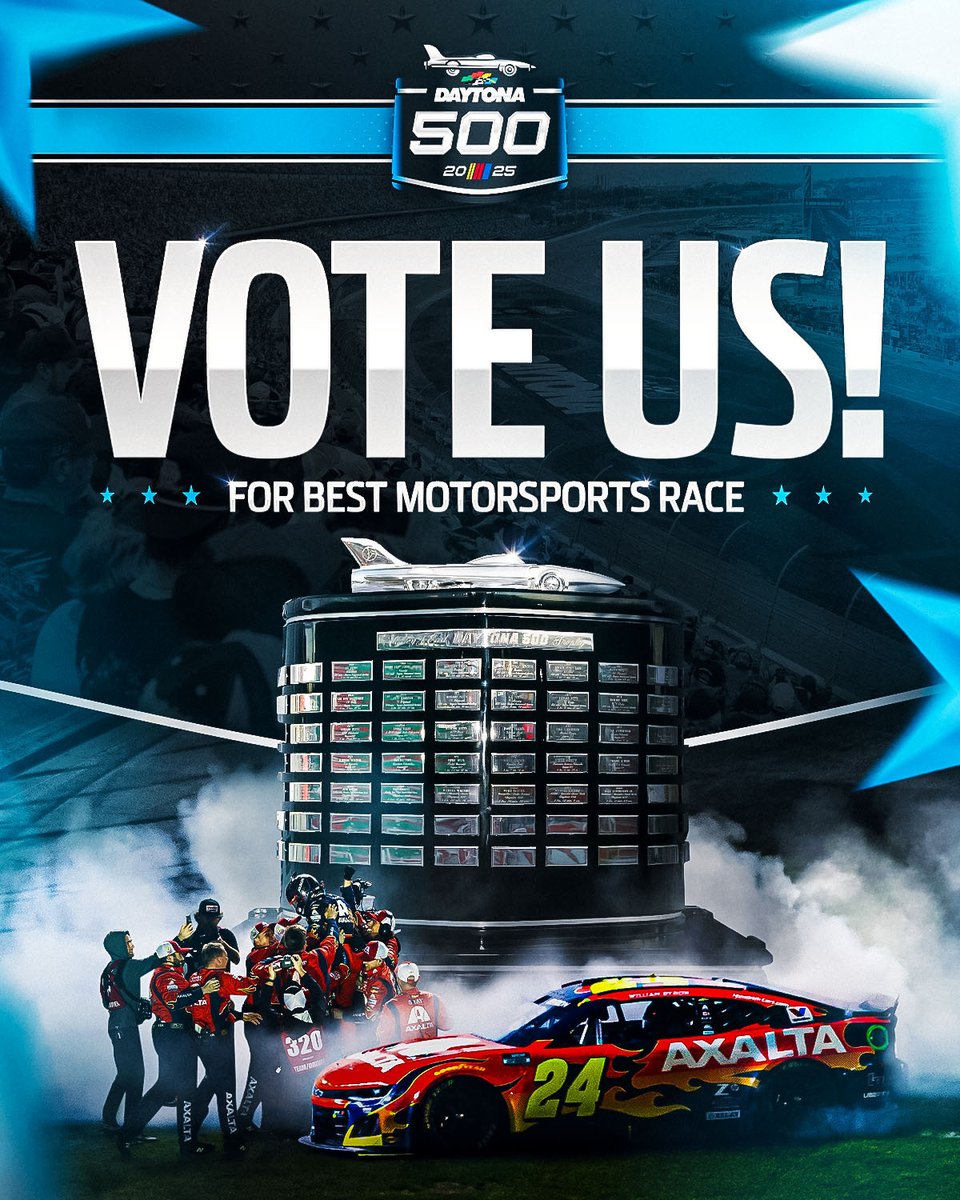 Daytona International Speedway (@daytona) on Twitter photo Vote the #DAYTONA500 as the best!
VOTE NOW ➡️ bit.ly/42AjHUu Vote the #DAYTONA500 as the best!
VOTE NOW ➡️ bit.ly/42AjHUu