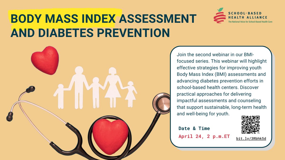 Join us on Thursday, April 24, from 3:00 - 4:00 PM ET for an engaging webinar focused on the role of Body Mass Index (BMI) assessments in enhancing health center well visits. Scan QR code to register, or go to bit.ly/3Rbhk5d