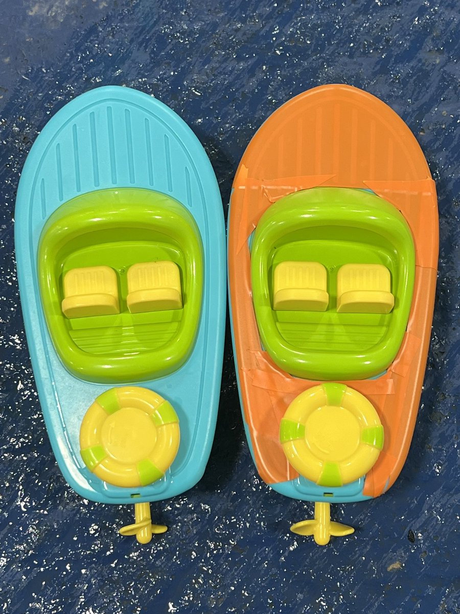 Which color boat do you think would be easier for most Ss to see on the water surface?

This is a simple way to differentiate items using floor tape

Doesn’t have to be perfect of pretty; just functional

#AdaptedPE #VI #APE #Equipment #Adaptation #Modification #Visual #Contrast