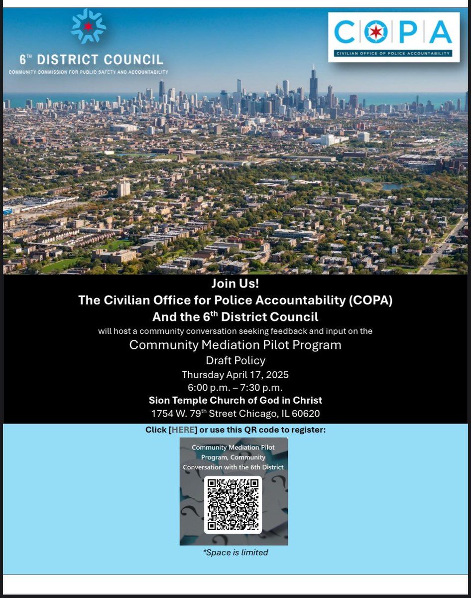 TargetArea's tweet image. Join us! The Civilian office for Police Accountability (COPA)
Tomorrow Thursday April17, 2025