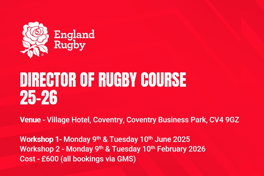 We are excited to be running a Director of Rugby course in the Midlands area this cycle, based on expression of interest data captured since September 2024. The booking link to the 2025-26 Director of Rugby Course is now live👇
bit.ly/4ikAwsm