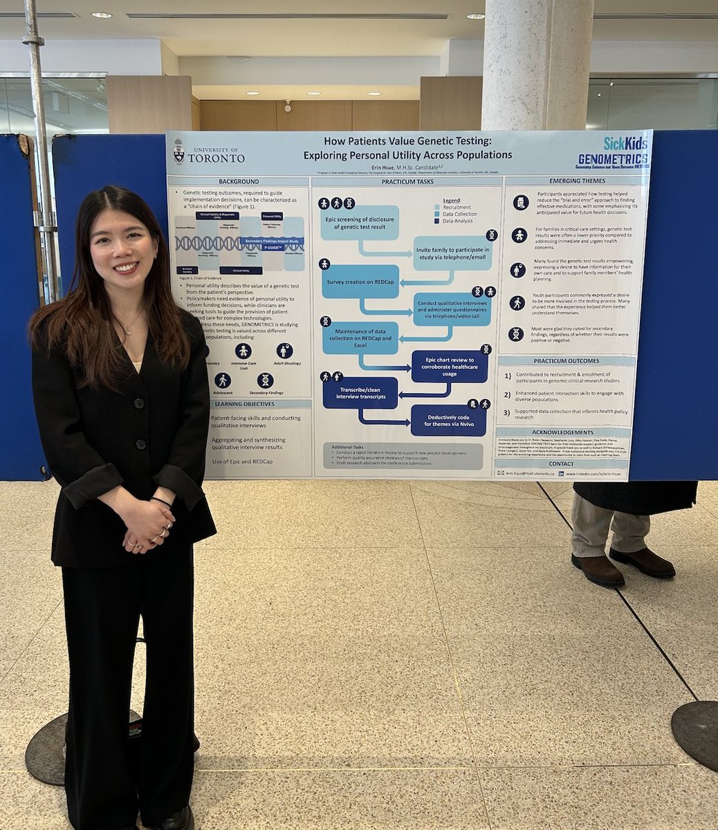 RobinHayeems's tweet photo. An exciting day for our practicum student Erin, who wrapped up her placement with a great presentation at the @uoftmedgen Practicum Symposium! Sheโs been a fantastic part of the GENOMETRICS teamโwe wish her all the best in her next chapter!๐ #PracticumStudent #Congrats #2025grad https://t.co/YUFjx68HHi