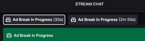 Odentin's tweet photo. Hey @TwitchSupport why are automatic ad breaks starting during manually-run ad breaks? This is just extending the ad time without any benefit to me or my community. https://t.co/T0oxoxpO8d
