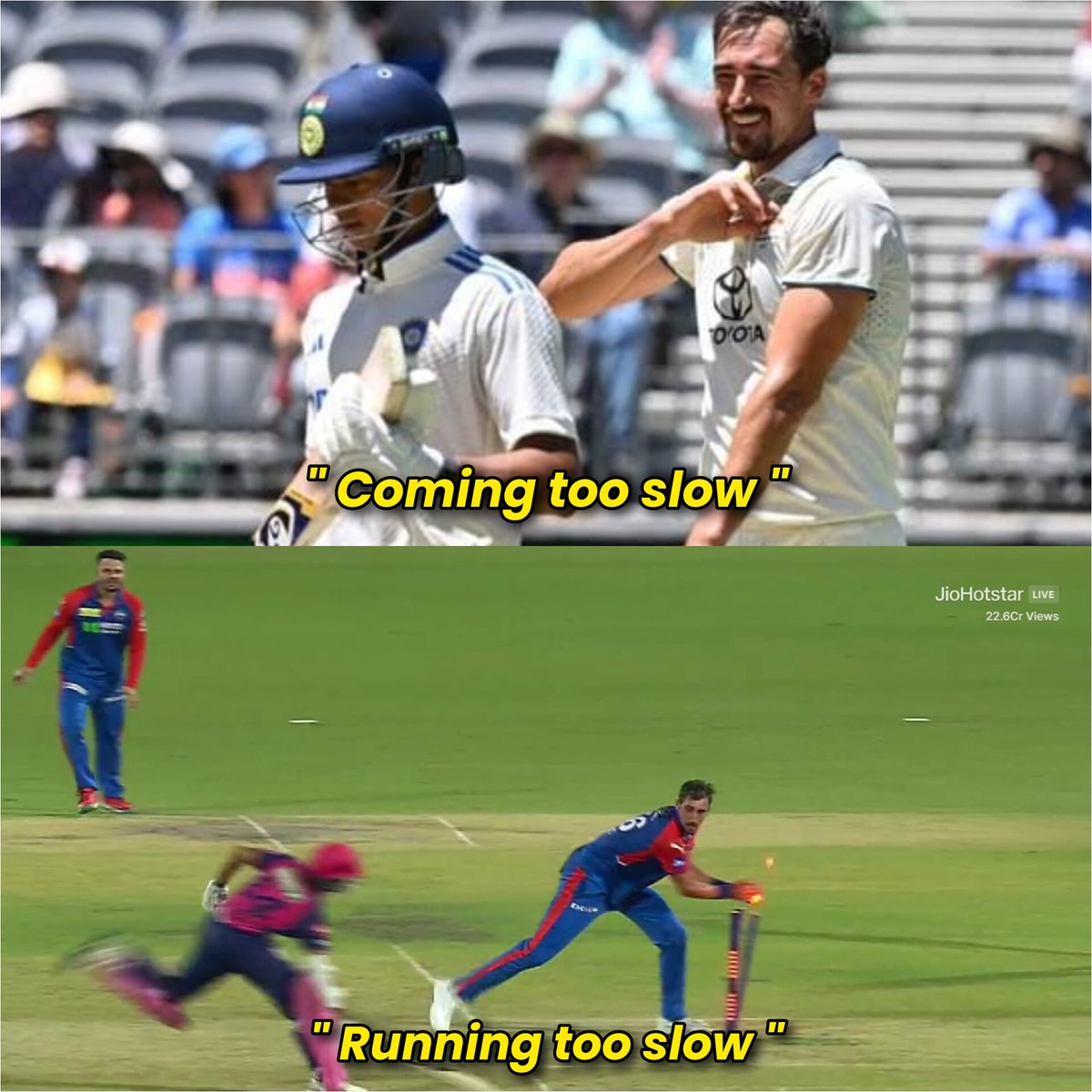 1no_aalsi_'s tweet image. Mitchell Starc vs Jaiswal 😹