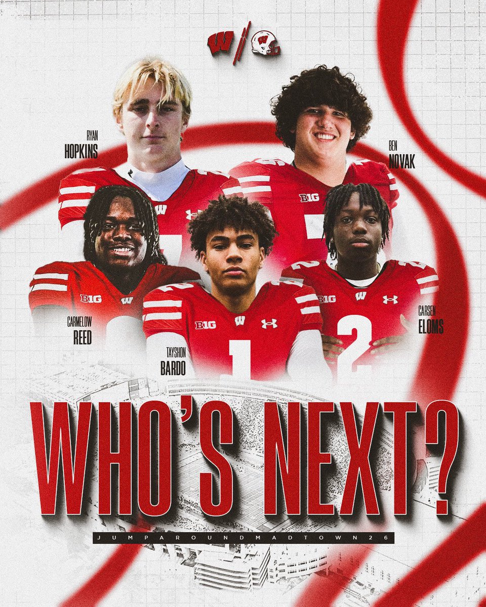 Tayshon “TAY” Bardo (@tayshonbardo) on Twitter photo WHERE ELSE WOULD U WANNA BE ?
#Badgers #OnWisconsin #FAMILY
<a href="/CarsenEloms/">Carsen Eloms 3⭐️ CB</a> <a href="/RyanHopkins07/">Ryan Hopkins</a> <a href="/CarmelowReed/">Carmelow Reed</a> <a href="/BenjaminNovak07/">Benjamin Novak</a>
<a href="/CoachFick/">Luke Fickell</a> <a href="/CoachReid_/">Jordan Reid</a> WHERE ELSE WOULD U WANNA BE ?
#Badgers #OnWisconsin #FAMILY
<a href="/CarsenEloms/">Carsen Eloms 3⭐️ CB</a> <a href="/RyanHopkins07/">Ryan Hopkins</a> <a href="/CarmelowReed/">Carmelow Reed</a> <a href="/BenjaminNovak07/">Benjamin Novak</a>
<a href="/CoachFick/">Luke Fickell</a> <a href="/CoachReid_/">Jordan Reid</a>