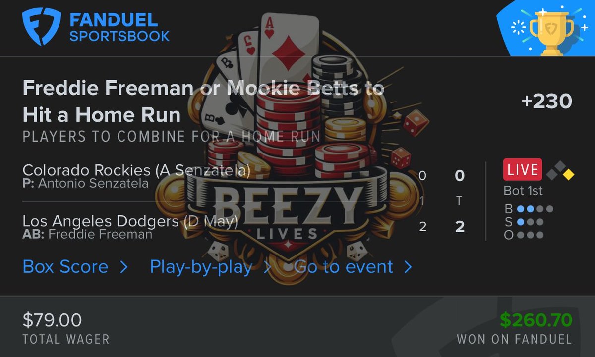 BeezyLives ๐๐จ (@beezylives) on Twitter photo Over the past week <a href="/BeezyLives/">BeezyLives ๐๐จ</a> has caught these HR Plays. Next goal is to catch a 3-4 Leg HR Play cuz heโa always cooking up!! Make sure to follow him for his next plays!! #mlb #GamblingCommunity #GamblingX #GamblingTwitter #sports #SportsGambling #SportsBettingX #fanduel #viral Over the past week <a href="/BeezyLives/">BeezyLives ๐๐จ</a> has caught these HR Plays. Next goal is to catch a 3-4 Leg HR Play cuz heโa always cooking up!! Make sure to follow him for his next plays!! #mlb #GamblingCommunity #GamblingX #GamblingTwitter #sports #SportsGambling #SportsBettingX #fanduel #viral