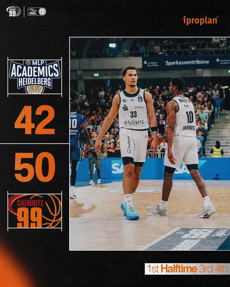 HALBZEIT 🧡

Aufgrund eines starken Schlussspurts im zweiten Viertel liegen wir zur Pause mit 50:42 in Heidelberg vorn. Let's keep it going!! 🔥

🔝 Der Topscorer ist bisher Kevin Yebo mit 14 Punkten

📺 Alle Spiele der @easycreditbbl Live und auf Abruf bei Dyn