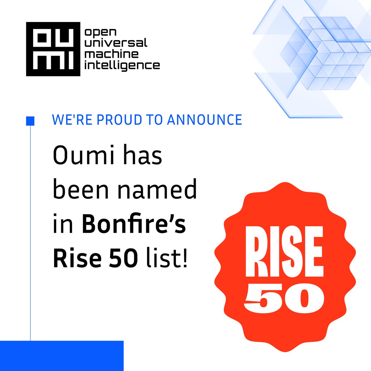 Oumi (@oumi_pbc) on Twitter photo We're thrilled to have made ๐๐ผ๐ป๐ณ๐ถ๐ฟ๐ฒ'๐ ๐ฅ๐ถ๐๐ฒ ๐ฑ๐ฌ list under the ๐๐๐๐๐ฟ๐ฒ ๐ผ๐ณ T๐ฒ๐ฐ๐ต๐ป๐ผ๐น๐ผ๐ด๐ category ๐
This list recognizes fifty startups that are ๐น๐ฒ๐ฎ๐ฑ๐ถ๐ป๐ด ๐๐ถ๐๐ต ๐ฝ๐๐ฟ๐ฝ๐ผ๐๐ฒ and ๐ฑ๐ฟ๐ถ๐๐ถ๐ป๐ด ๐ถ๐บ๐ฝ๐ฎ๐ฐ๐. Our mission is to make frontier AI We're thrilled to have made ๐๐ผ๐ป๐ณ๐ถ๐ฟ๐ฒ'๐ ๐ฅ๐ถ๐๐ฒ ๐ฑ๐ฌ list under the ๐๐๐๐๐ฟ๐ฒ ๐ผ๐ณ T๐ฒ๐ฐ๐ต๐ป๐ผ๐น๐ผ๐ด๐ category ๐
This list recognizes fifty startups that are ๐น๐ฒ๐ฎ๐ฑ๐ถ๐ป๐ด ๐๐ถ๐๐ต ๐ฝ๐๐ฟ๐ฝ๐ผ๐๐ฒ and ๐ฑ๐ฟ๐ถ๐๐ถ๐ป๐ด ๐ถ๐บ๐ฝ๐ฎ๐ฐ๐. Our mission is to make frontier AI