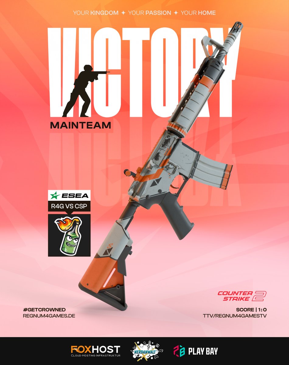 regnum4games (@regnum4games) on Twitter photo #VICTORY - Wir gewinnen in der <a href="/ESEA/">ESEA League</a> Main gegen #CSGOPOSITIVE und stehen damit 2:1. <a href="/Prozz1337/">Prozz</a> mit einer bärenstarken Leistung heute!
✅| Ancient - 13:08
Vielen Dank an <a href="/MysteryRatchet/">Tom | MysteryRatchet</a> für den Cast!
#getcrowned 👑 | #R4GWIN #VICTORY - Wir gewinnen in der <a href="/ESEA/">ESEA League</a> Main gegen #CSGOPOSITIVE und stehen damit 2:1. <a href="/Prozz1337/">Prozz</a> mit einer bärenstarken Leistung heute!
✅| Ancient - 13:08
Vielen Dank an <a href="/MysteryRatchet/">Tom | MysteryRatchet</a> für den Cast!
#getcrowned 👑 | #R4GWIN