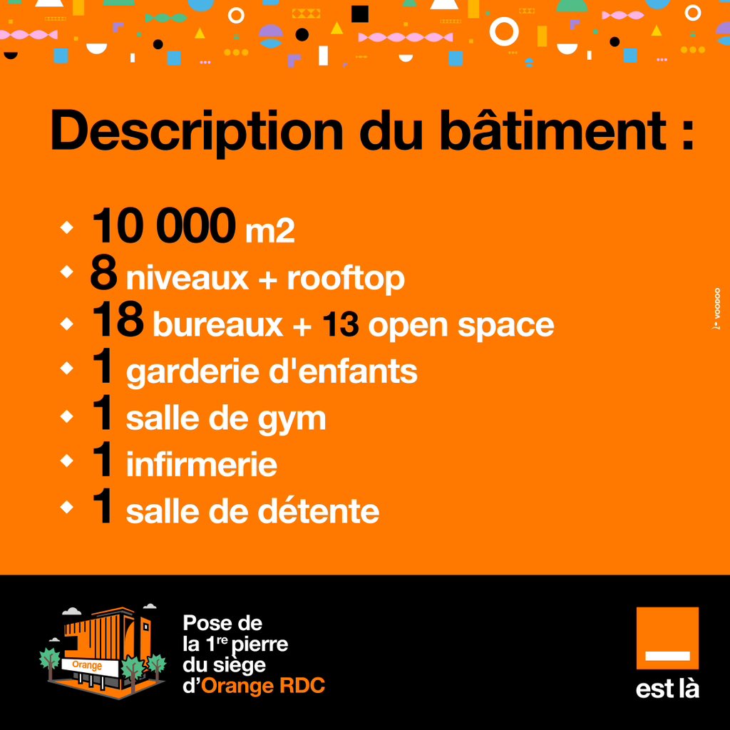 Orange__RDC's tweet photo. Orange RDC ancre son avenir en RDC avec la pose de la 1ère pierre de son futur siège social! 

Avec plus de 10.000 m², ce nouveau siège est conçu pour le bien-être et la performance de nos équipes : bureaux inspirants, espaces de réunion conviviaux, services sur site (salle de sport, espace de détente, garderie pour les enfants...), un lieu pensé pour l'innovation.

Ce projet témoigne de notre ambition numérique et de notre ancrage local, au service de nos clients et de nos équipes.

 #OrangeEstLà #RDC #TransformationDigitale #OrangeRDC #LeadTheMarket