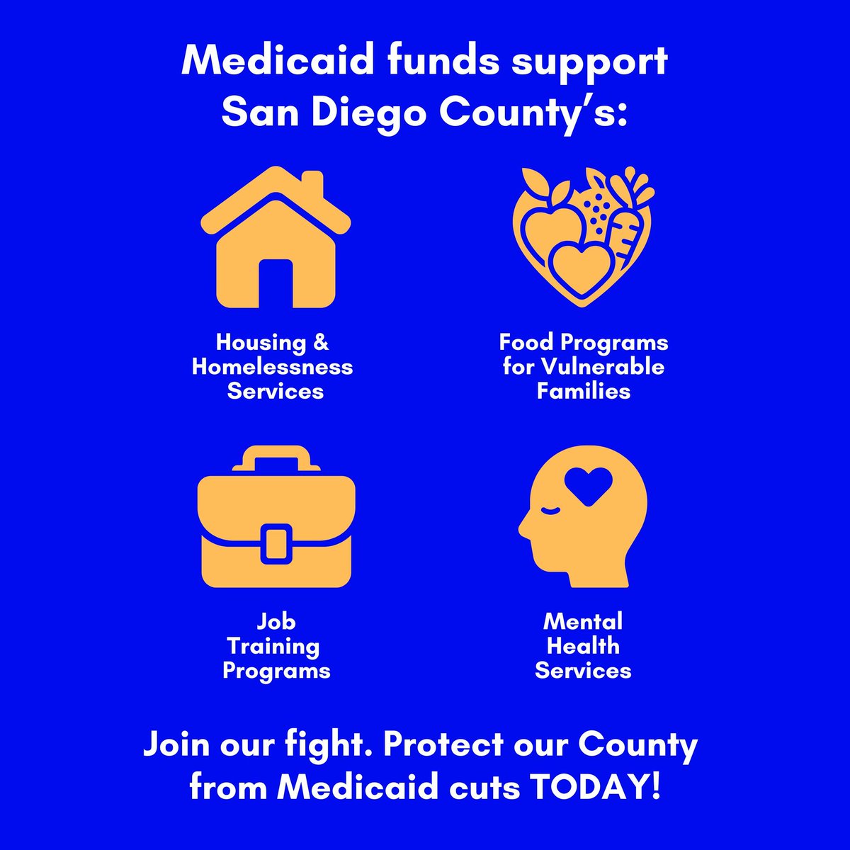 Medicaid cuts would hurt every single one of us. Medicaid funds impact our County’s housing, food, job training, and mental health services.

This is our fight, and we can’t do it alone. Demand that Congress votes to protect Medicaid funding today! tinyurl.com/CongressCuts