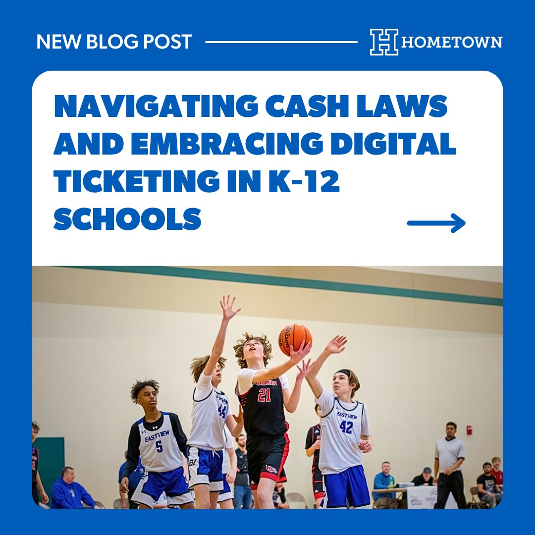 meethometown's tweet photo. Schools face challenges balancing new cash laws and modernization. 💡 Hometown helps with hybrid payments &amp; digital ticketing to simplify events &amp; stay compliant! 🏫🎟 Learn more: https://t.co/GuBySOKTA8 https://t.co/DuVXyeDXXz