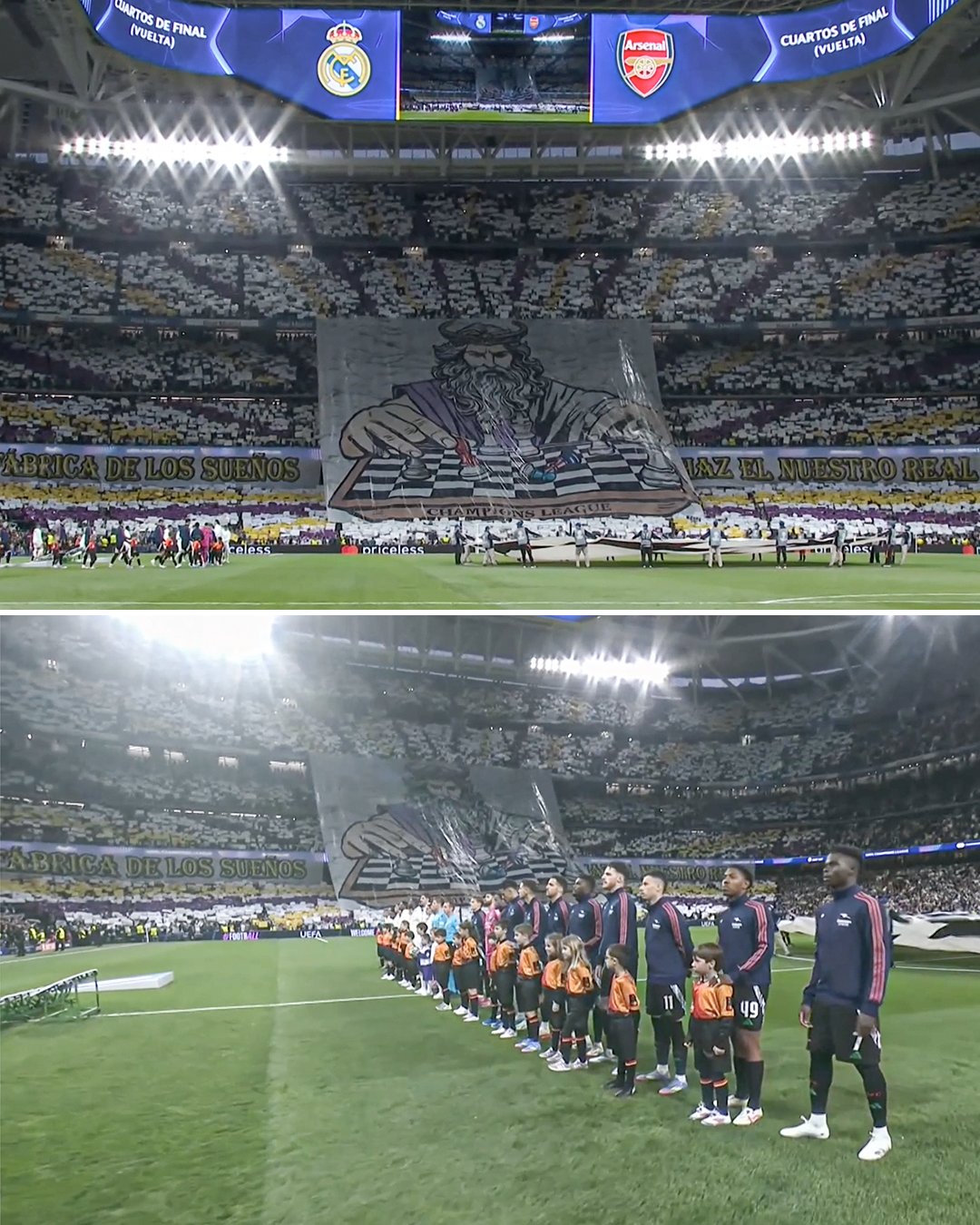 Los Merengues' tifo before the Real Madrid vs Arsenal match | sportzpoint.com