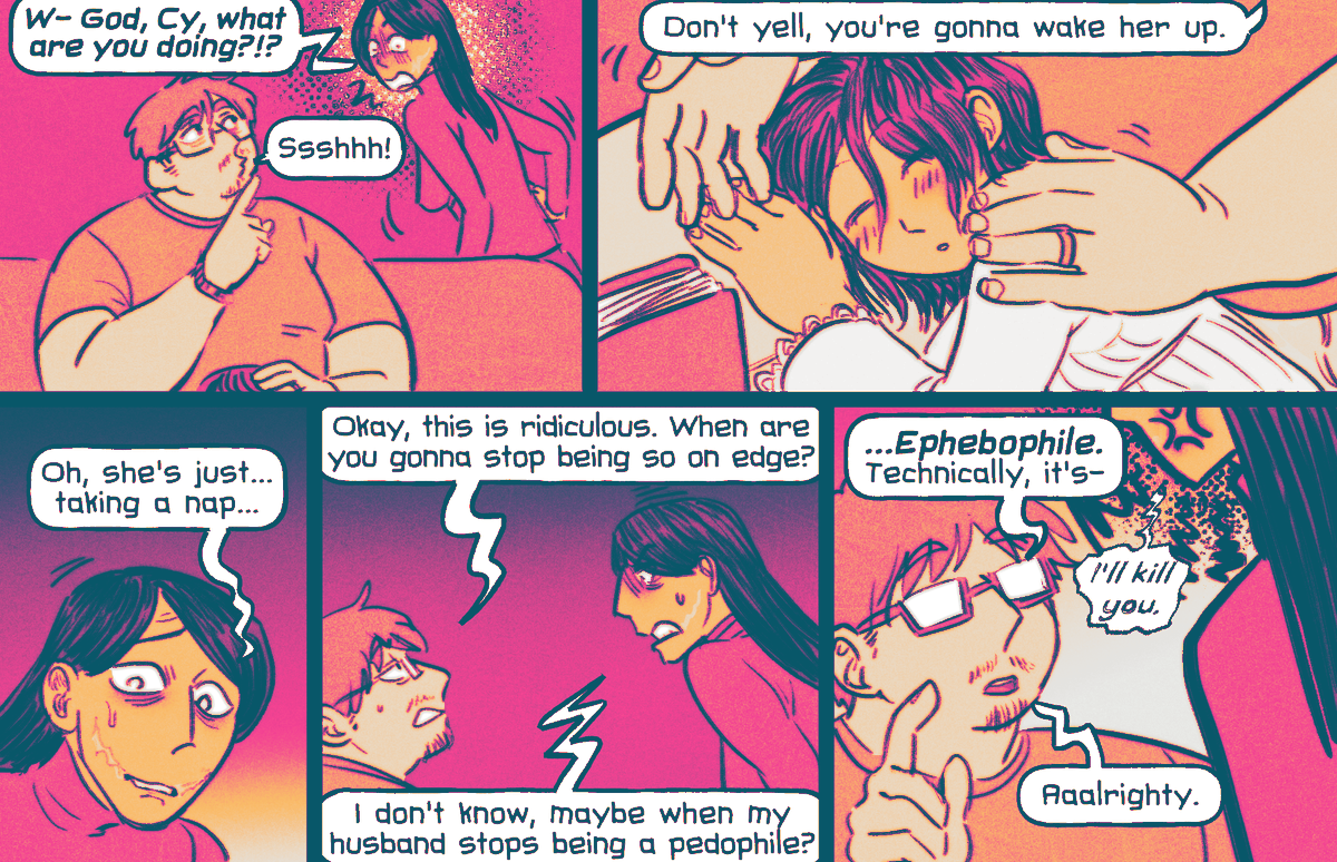 [Baby AU]
Lynn is... reasonably tense about having to raise a girl with Cy. He thankfully(?) sees his daughter as more of a sidekick/smart pet than anything potentially dangerous for her.