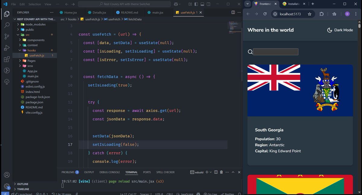 josephdotdev's tweet image. Created the fetching function with a custom useFetch hook, but ran into a problem where the useParams component doesn&apos;t load on refresh, will try again with react-query and react-router combo 🪛🪛