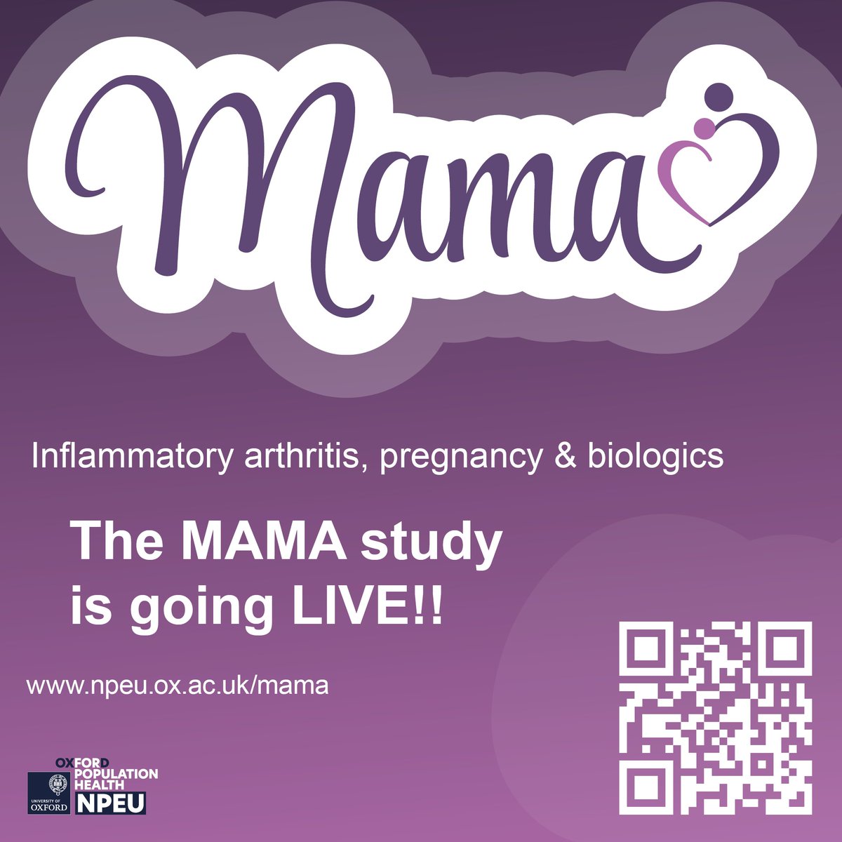 BSR (@rheumatologyuk) on Twitter photo Do you see women with inflammatory arthritis who are pregnant or planning a pregnancy? <a href="/TheMAMAStudy/">MAMA Study</a>, commissioned by the <a href="/NIHRresearch/">National Institute for Health and Care Research</a>, will be of interest to you.
For more information visit npeu.ox.ac.uk/mama or email mama@npeu.ox.ac.uk
<a href="/NPEU_CTU/">NPEU</a> <a href="/NPEU_Oxford/">NPEU-Oxford</a> Do you see women with inflammatory arthritis who are pregnant or planning a pregnancy? <a href="/TheMAMAStudy/">MAMA Study</a>, commissioned by the <a href="/NIHRresearch/">National Institute for Health and Care Research</a>, will be of interest to you.
For more information visit npeu.ox.ac.uk/mama or email mama@npeu.ox.ac.uk
<a href="/NPEU_CTU/">NPEU</a> <a href="/NPEU_Oxford/">NPEU-Oxford</a>