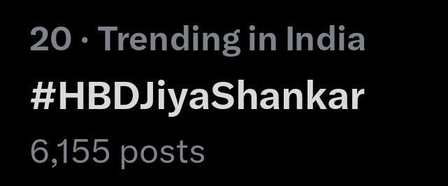 Trending 20 in India with more than 6k post. Keep Going guys

#HBDJiyaShankar