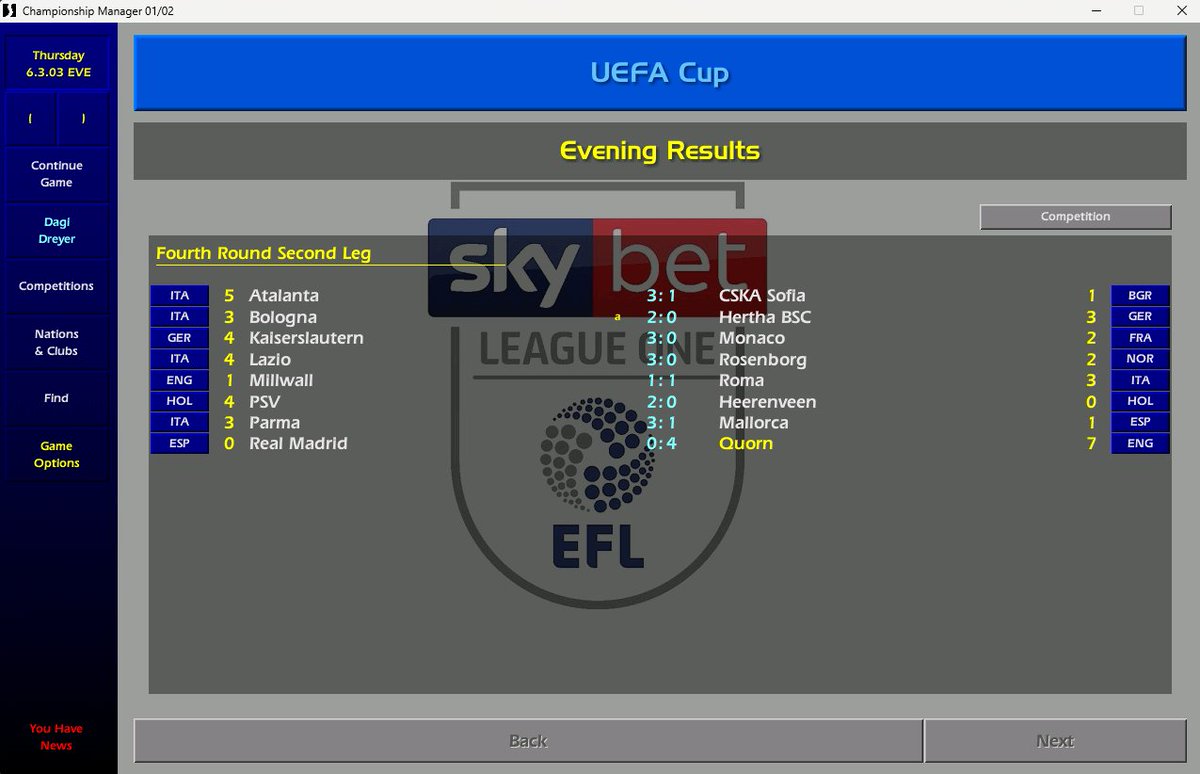 Decent result from a conference league team in its second season...

#CM0102