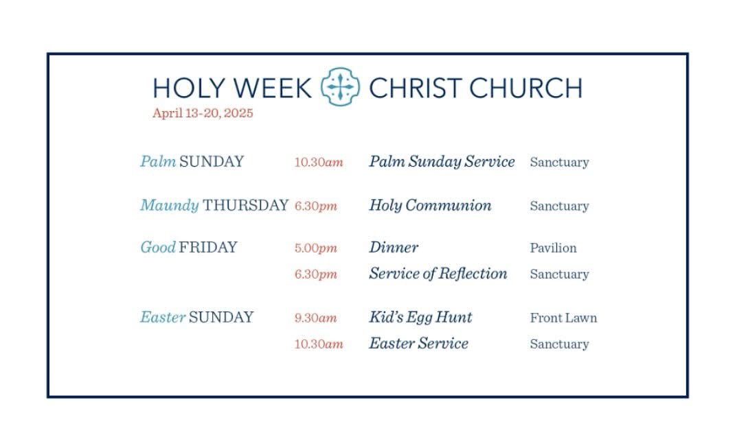 Looking forward to Holy Week at Christ Church!