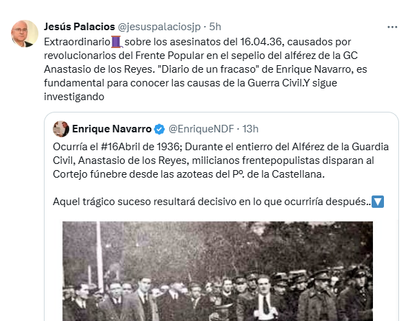 ecorepublicano's tweet photo. Los revisionistas atribuyen el estallido de la Guerra Civil, entre otras causas, a los asesinatos cometidos por sectores del Frente Popular, señalando en concreto el asesinato de un guardia civil el 16 de abril de 1936. Sin embargo, un mes antes, el 12 de marzo de 1936, falangistas atentaron contra el socialista y presidente de las Cortes, Luis Jiménez de Asúa, y el 16 de marzo, pistoleros de extrema derecha intentaron asesinar al diputado socialista, Francisco Largo Caballero. En realidad la guerra civil no empezó por estos actos deleznables, sino porque hubo algunos militares traidores que apoyados por las derechas dieron un golpe de Estado contra la República.