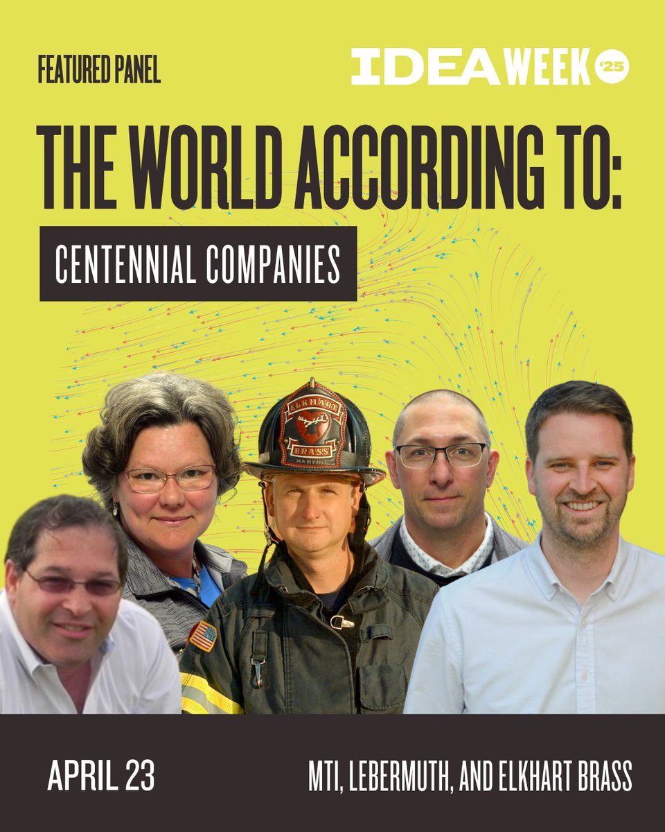 What does it take for a business to last 100 years? Join us for The World According to Centennial Companies - a panel with leaders from Lebermuth, MTI, and Elkhart Brass. Hear stories of legacy, resilience, and the future of century-strong companies. ideaweek.com