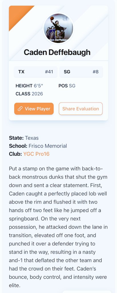 Caden Deffebaugh (@21caden21) on Twitter photo Thx for the ๐ <a href="/PrepHoopsTX/">Prep Hoops Texas</a> <a href="/PHCircuit/">Prep Hoops Circuit ๐</a> keep your ๐ out
<a href="/SJBasketball14/">Snoop Johnson BBall Report</a> <a href="/Coach_J_Walk/">Coach J. Walk</a> <a href="/CoachKevinDTX/">Coach Kev DTX</a> <a href="/_KeithSpencer/">Keith Spencer</a> <a href="/athleteaiapp/">Athlete.AI</a> <a href="/BROB_84/">Brandon Roberts</a> Thx for the ๐ <a href="/PrepHoopsTX/">Prep Hoops Texas</a> <a href="/PHCircuit/">Prep Hoops Circuit ๐</a> keep your ๐ out
<a href="/SJBasketball14/">Snoop Johnson BBall Report</a> <a href="/Coach_J_Walk/">Coach J. Walk</a> <a href="/CoachKevinDTX/">Coach Kev DTX</a> <a href="/_KeithSpencer/">Keith Spencer</a> <a href="/athleteaiapp/">Athlete.AI</a> <a href="/BROB_84/">Brandon Roberts</a>