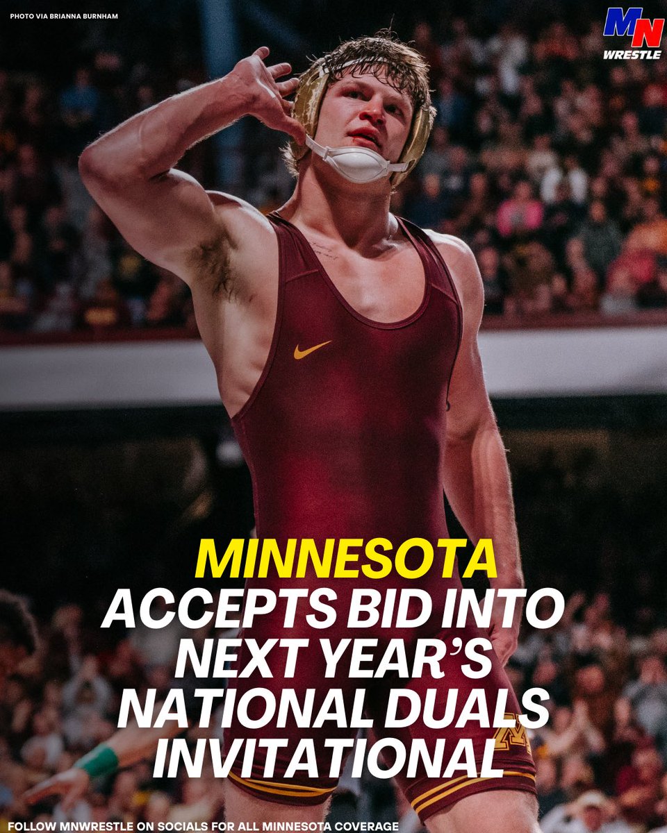 Minnesota is in 🔒 for the National Duals! 

November 15-16th 2025! 

Joining Oklahoma State, NC State, Ohio State, Northern Iowa, Iowa, Michigan, Nebraska, Illinois, Virginia Tech, Cornell. 5 additional spots go into the #13-24 lottery.