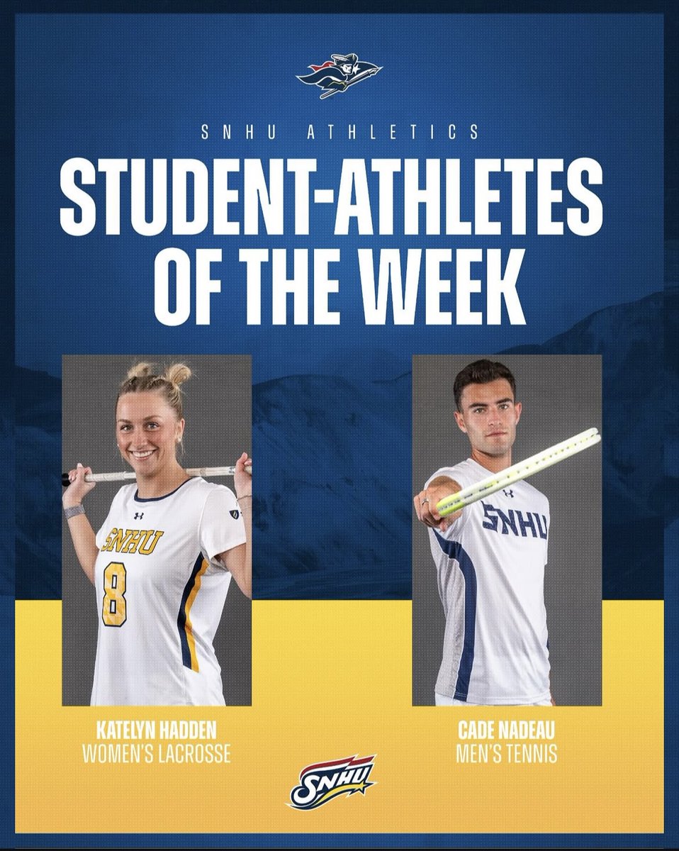 Congratulations to Katelyn Hadden for being named one of the SNHU Student-Athletes of the week! 🥍🙌

Keep up the good work! 💪