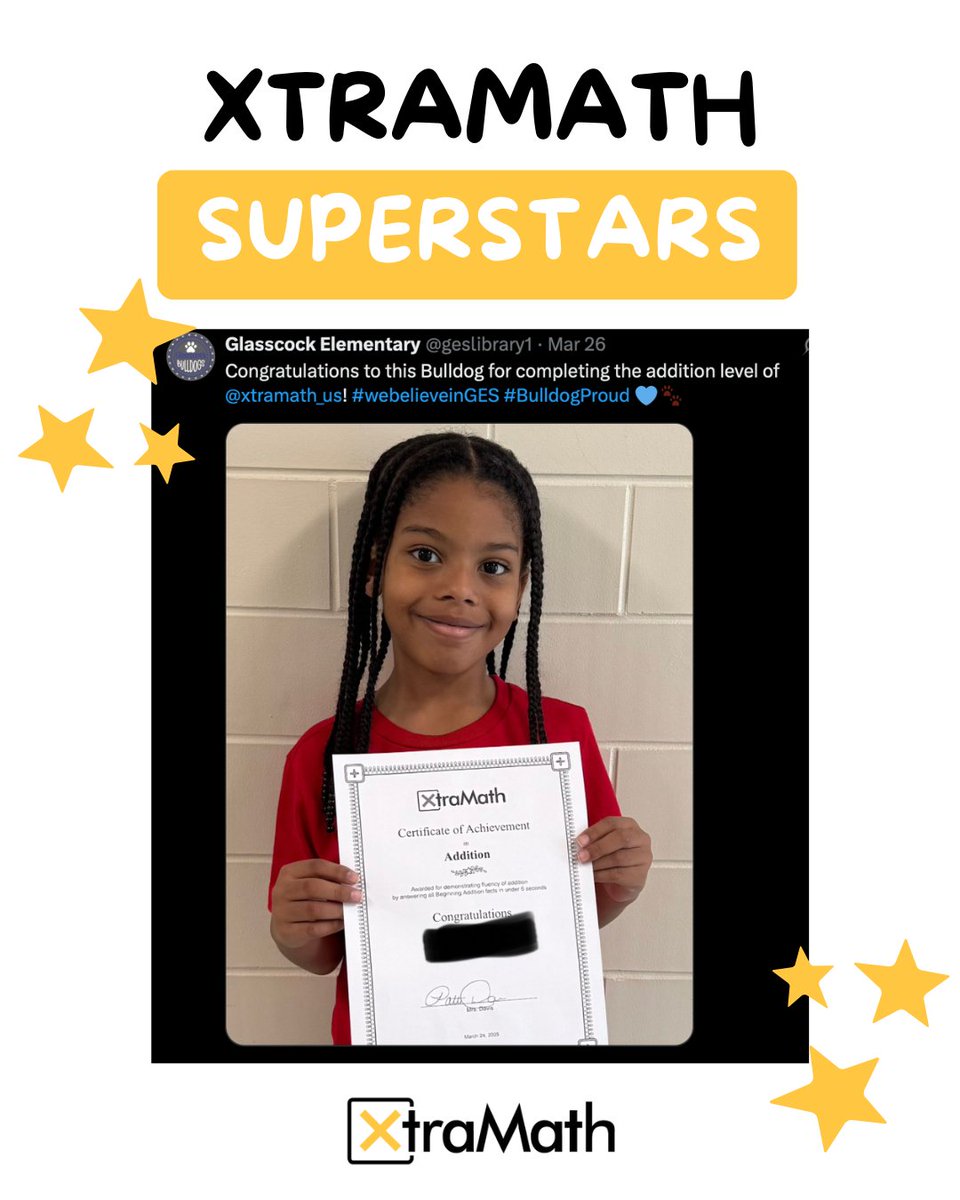 XtraMath_US's tweet image. Our March Superstars!🤩🌟
Congratulations to these amazing students who earned their certificates last month🎓
.
.
.
.
.
#studentachievement #EdTech #mathfluency