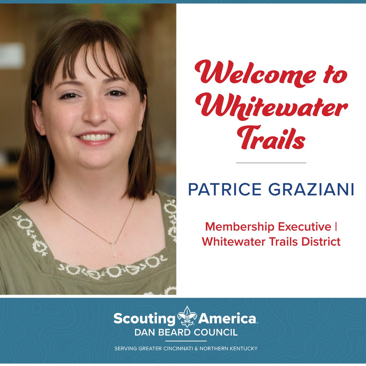 We are thrilled to announce Patrice Graziani as the Membership Executive for the Whitewater Trails District! ⚜

Patrice formally served as Membership Executive in the Little Miami District for almost 3 years! We’re excited to see the difference Patrice will make and the
