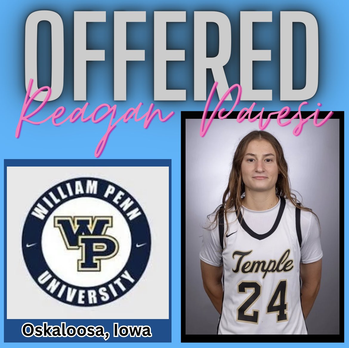 Phoenix Select (@phoenixselect) on Twitter photo Yes ma’am‼️ <a href="/ReaganPavesi/">Reagan Pavesi</a> earns an offer to <a href="/StatesmenWBB/">William Penn Women’s Basketball</a>
Incredibly grateful to Head Coach <a href="/CoachBedfordJr/">Sheawn Bedford Jr.</a> for the opportunity!
<a href="/templejcwbb/">Temple College Women’s Basketball</a> Yes ma’am‼️ <a href="/ReaganPavesi/">Reagan Pavesi</a> earns an offer to <a href="/StatesmenWBB/">William Penn Women’s Basketball</a>
Incredibly grateful to Head Coach <a href="/CoachBedfordJr/">Sheawn Bedford Jr.</a> for the opportunity!
<a href="/templejcwbb/">Temple College Women’s Basketball</a>