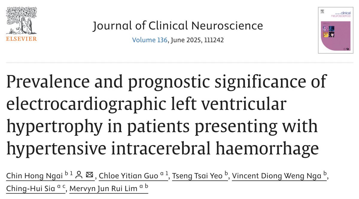 Ching-Hui SIA (@chinghuisia) on Twitter photo How useful is the ECG in ICH? Electrographic LVH was associated with higher systolic blood pressure on admission (200 mmHg) but was not significantly linked to mortality or functional outcomes at discharge or three months. Article at: ddei5-0-ctp.trendmicro.com/wis/clicktime/…
<a href="/NUHCS/">NUHCS - National University Heart Centre,Singapore</a> <a href="/NUSMedicine/">Yong Loo Lin School of Medicine</a> How useful is the ECG in ICH? Electrographic LVH was associated with higher systolic blood pressure on admission (200 mmHg) but was not significantly linked to mortality or functional outcomes at discharge or three months. Article at: ddei5-0-ctp.trendmicro.com/wis/clicktime/…
<a href="/NUHCS/">NUHCS - National University Heart Centre,Singapore</a> <a href="/NUSMedicine/">Yong Loo Lin School of Medicine</a>