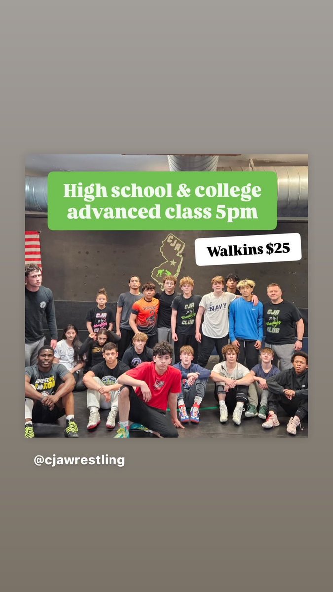 Don't miss out on advanced high school class &amp; college. Walkins welcome.
Coaches &amp; retired alumni are always welcome free....come watch, helpout, or get a workout in! We will be prepping for war at shore.
#CJAWrestlingClub #AssKickers #CJAAdvancedClass #GMCWrestling #HouseOfPain