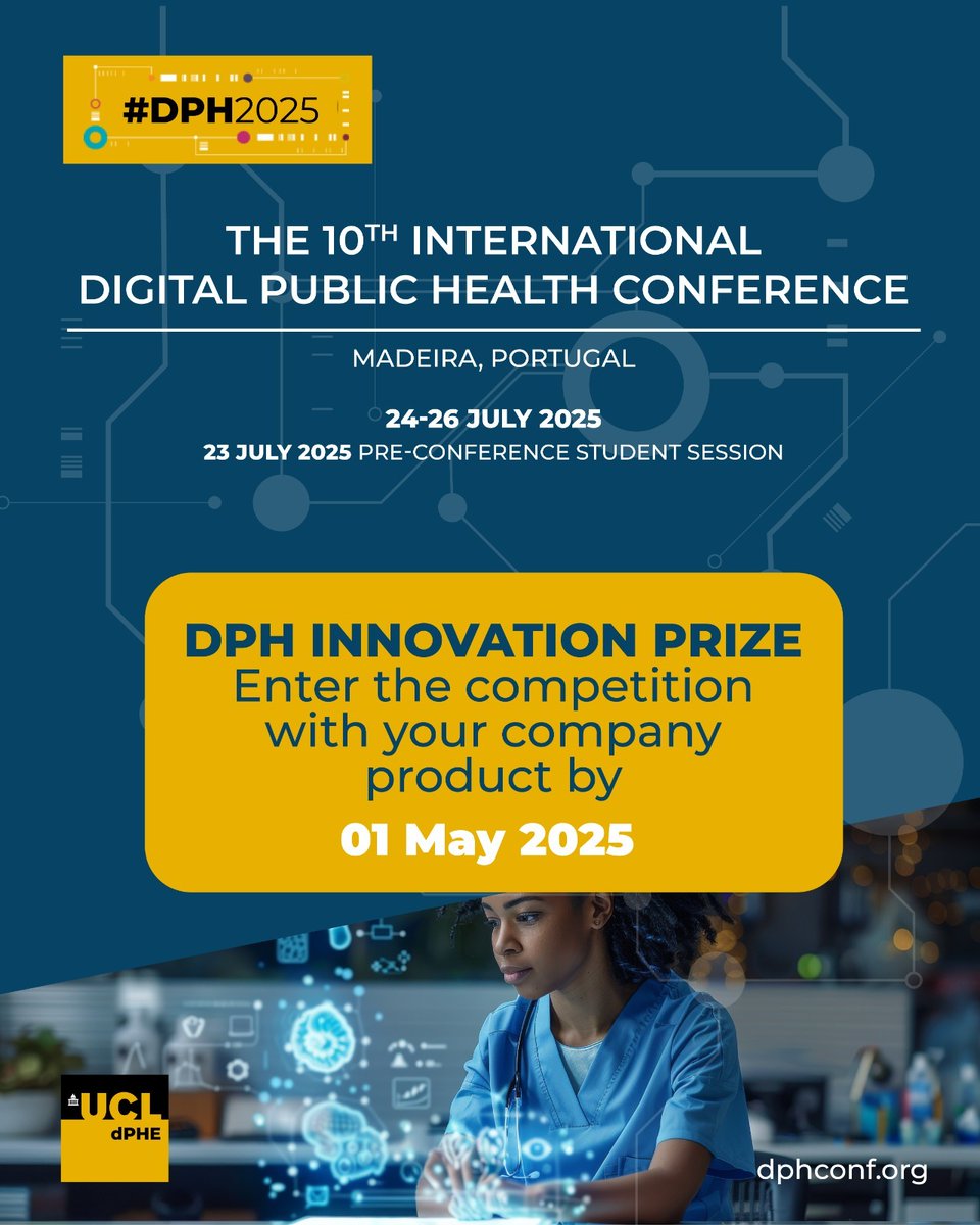 UCL Centre for Digital Public Health in Emergency (@ucl_dphe) on Twitter photo ๐๐ถ๐ด๐ถ๐๐ฎ๐น ๐ฃ๐๐ฏ๐น๐ถ๐ฐ ๐๐ฒ๐ฎ๐น๐๐ต ๐๐ผ๐ป๐ณ๐ฒ๐ฟ๐ฒ๐ป๐ฐ๐ฒ
24 - 26 July | ๐ Madeira, Portugal
๐ก ๐๐ฃ๐ ๐ฎ๐ฌ๐ฎ๐ฑ ๐๐ป๐ป๐ผ๐๐ฎ๐๐ถ๐ผ๐ป ๐ฃ๐ฟ๐ถ๐๐ฒ โ ๐ฅ๐ฒ๐ฎ๐ฑ๐ ๐๐ผ ๐๐ฒ๐ฎ๐ฑ ๐ถ๐ป ๐๐ถ๐ด๐ถ๐๐ฎ๐น ๐ฃ๐๐ฏ๐น๐ถ๐ฐ ๐๐ฒ๐ฎ๐น๐๐ต?
Submit your idea today!
๐ easychair.org/my/conference?โฆ ๐๐ถ๐ด๐ถ๐๐ฎ๐น ๐ฃ๐๐ฏ๐น๐ถ๐ฐ ๐๐ฒ๐ฎ๐น๐๐ต ๐๐ผ๐ป๐ณ๐ฒ๐ฟ๐ฒ๐ป๐ฐ๐ฒ
24 - 26 July | ๐ Madeira, Portugal
๐ก ๐๐ฃ๐ ๐ฎ๐ฌ๐ฎ๐ฑ ๐๐ป๐ป๐ผ๐๐ฎ๐๐ถ๐ผ๐ป ๐ฃ๐ฟ๐ถ๐๐ฒ โ ๐ฅ๐ฒ๐ฎ๐ฑ๐ ๐๐ผ ๐๐ฒ๐ฎ๐ฑ ๐ถ๐ป ๐๐ถ๐ด๐ถ๐๐ฎ๐น ๐ฃ๐๐ฏ๐น๐ถ๐ฐ ๐๐ฒ๐ฎ๐น๐๐ต?
Submit your idea today!
๐ easychair.org/my/conference?โฆ