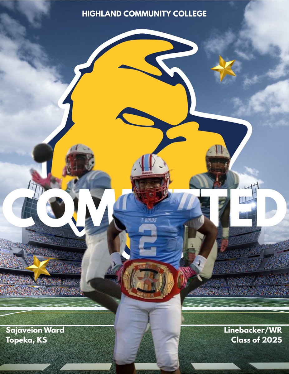 I'm COMMITTED!!!!   
After a great visit, I am extremely blessed &amp; humbled to have received an offer to continue my education and play football at Highland Community College.  Thank you <a href="/TreyJackson/">Trey Jackson</a> <a href="/minnick_th33482/">Thomas Minnick</a> <a href="/HCCscotties/">Highland Athletics</a> LET's GO!!!!!
#scottienation