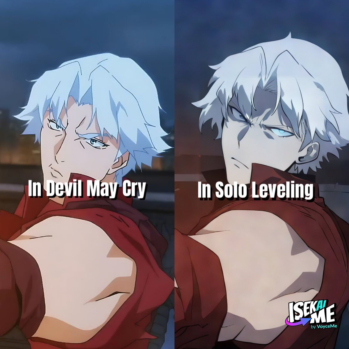 Before Solo Leveling filter vs. After using the IsekaiMe filter—Devil May Cry edition.

Want to see yourself in a manhwa world? Use the IsekaiMe filter on VoyceMe and transform into a Solo Leveling-style legend.

Filter Name: IsekaiMe
Platform: VoyceMe
Try the Solo Leveling